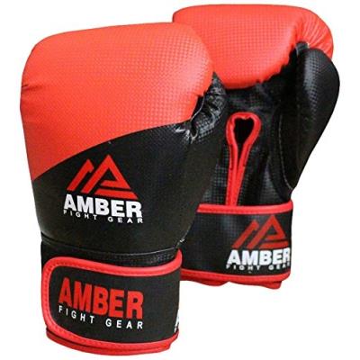 Amber fight gear hook and loop gants dentraînement noir 16 oz