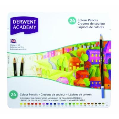 DERWENT COLOUR CRAYONS DE COULEUR BOÎTE EN MÉTAL DE 24