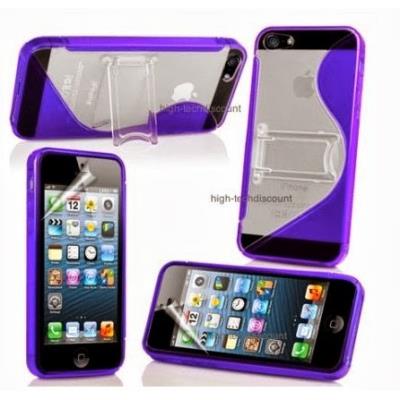 Housse etui coque gel support MAUVE pour Apple iPhone 5 5S 5G + film ecran