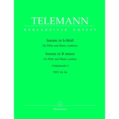 Partitions classique BARENREITER TELEMANN G.P. - SONATE IN H-MOLL, TAFELMUSIK I, TWV 41:H4 - FLUTE, BASSE CONTINUE Flûte traversière