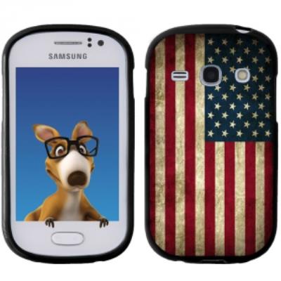 Coque Souple en gel noir pour Galaxy Fame avec impression Motifs drapeau USA vintage