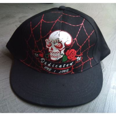 casquette noir rockabilly crane toile d'araigné roses tattoo