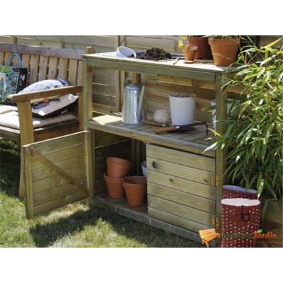Table de préparation en bois avec bac Menthe | Burger