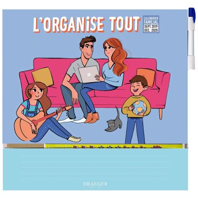 Calendrier familial Organise tout 2019-2020 Draeger la carterie Multicolore