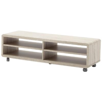 Robas lund 7xl 30915se6 jeff meuble tv en panneau mdf stratifié imitation planches de chêne 5 roulettes et 2 étagères 120 x 39 x 35 cm
