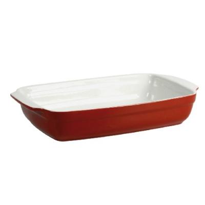 CREALYS 512730 PLAT À FOUR RECTANGULAIRE AVEC ANSES CÉRAMIQUE FRAMBOISE 31 X 18,5 X 5,5 CM