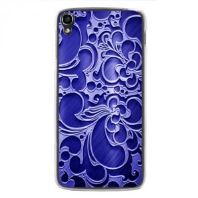 Coque rigide transparente pour Alcatel Idol-3 de 5,5 pouces impression arabesque bleu