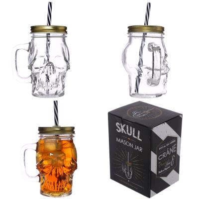 Mug ou Chope avec paille et couvercle forme Crane