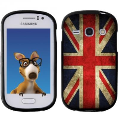 Coque Souple en gel noir pour Galaxy Fame avec impression Motifs drapeau UK vintage