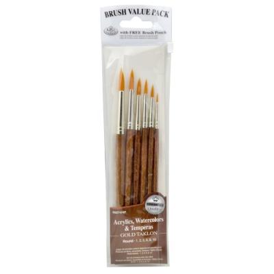 ROYAL & LANGNICKEL RSET-9167 SET DE PINCEAUX RONDS TAKLON OR 6 PIÈCES
