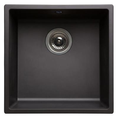 Evier 1 cuve carrée en résine noire 400x400x200mm bonde a panier en inox