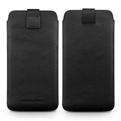 Etui en cuir véritable QIALINO Sleeve pour iPhone 7, Size: 140 x 83mm - Noir