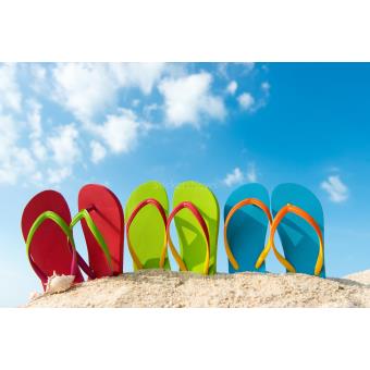 Stickers autocollant ou Affiche poster Tongs  Plage  Sable 