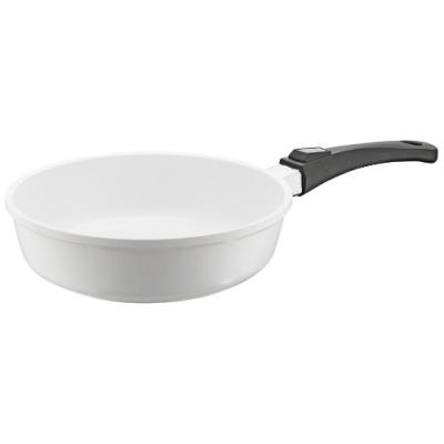 BERNDES 032125 VARIO CLICK INDUCTION WHITE SAUTEUSE EN FONTE D'ALUMINIUM REVÊTEMENT CÉRAMIQUE AVEC MANCHE AMOVIBLE 24 CM, 2,4 L