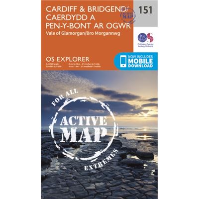 Os Explorer Map Active (151) Cardiff And Bridgend/Caerdydd A Phen-Y-Bont Ar Ogwr (Os Explorer Active Map) (Map)