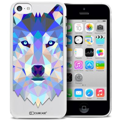 Caseink - Coque Housse Etui iPhone 5C [Crystal HD Polygon Series Animal - Rigide - Ultra Fin - Imprimé en France] Film de protection HD Inclus - Loup