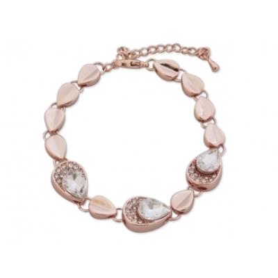 Bracelet gouttes dorées, strass et faux cristaux blancs bijou fantaisie pas cher
