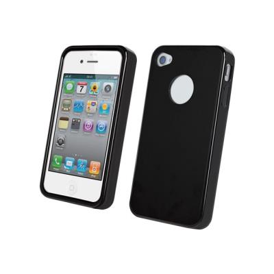 Muvit miniGel - Achterzijde behuizing voor mobiele telefoon - thermoplastic polyurethaan (TPU) - zwart - voor Apple iPhone 4, 4S