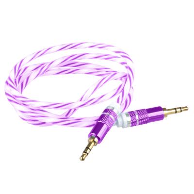 Lilware Câble Audio AUX 3.5mm Tressé En Tissu Tricoté De Vest PVC Transparente 0.9M Mâle à Mâle. Violet