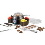 Service à Fondue Au Chocolat Excelsa 7 Pièces - Céramique Crème Et Marron Avec Bougie