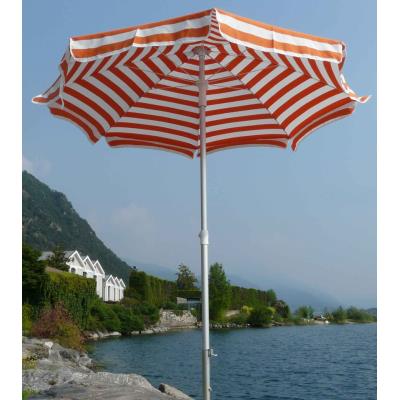 Parasol SUPERALUX coloris rayé blanc/orange en dralon Dim : H 230 x D 200/8 cm-PEGANE-