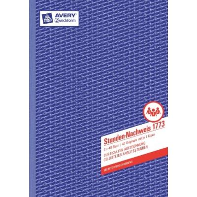 Avery zweckform formularbuch stunden-nachweis, sd, a4 1773
