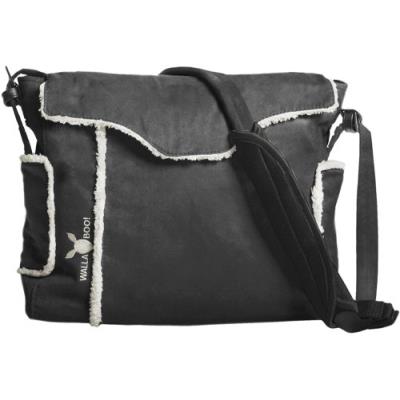 Wallaboo sac a langer, 4 poches avec fermeture éclair, poche biberon thermique, bandoulière renforcée, en daim microfibre de très bonne qualité, noir