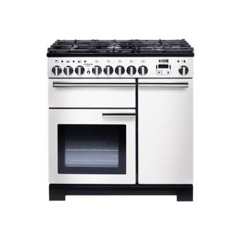 Falcon Professional Deluxe 90 - Cuisinière (four à deux étages) - pose libre - largeur : 90 cm - profondeur : 61.1 cm - hauteur : 90.5 cm - avec système auto-nettoyant - blanc