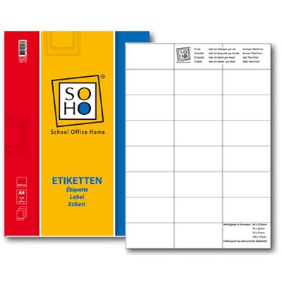 SOHO Etiquettes A4 70x37mm 10 feuilles de 24 pièces