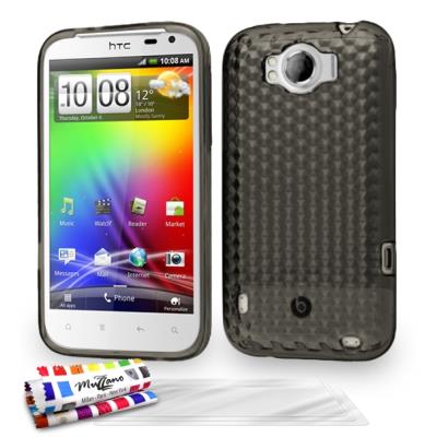 Coque Souple ORIGINALE Ultra Fine Noir , Diams,  de MUZZANO pour HTC SENSATION XL + 3 Films de Protection Ecran UltraClear Pour HTC SENSATION XL