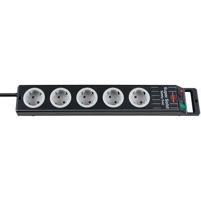 Brennenstuhl super solid multiprise parafoudre 5 prises shuko (type f) h05vv-f3g1,5 2,5 m