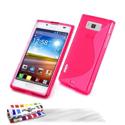 Coque Souple ORIGINALE Ultra Fine Rose , Le S, Premium de MUZZANO pour LG OPTIMUS L7 + 3 Protections Ecran , UltraClear, Pour LG OPTIMUS L7