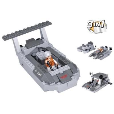 Jeu de construction Sluban Elements Aircraft Carrier Series Landing Craft 3-In-1