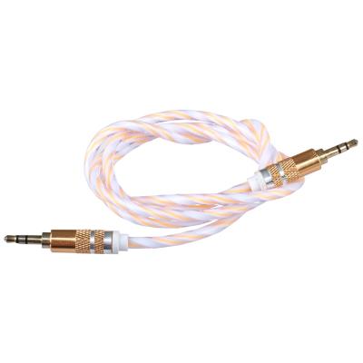 Lilware Câble Audio AUX 3.5mm Tressé En Tissu Tricoté De Vest PVC Transparente 0.9M Mâle à Mâle. Or