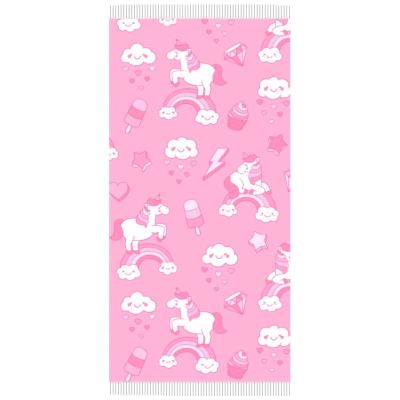Serviette Paréo Licornes Rose Coton