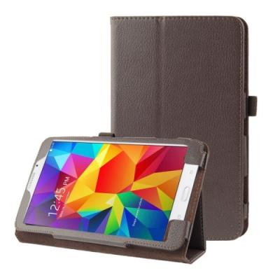 Galaxy Tab 4 7.0 T320 : Coque Housse Cuir (PU) Marron « Texture Litchi »