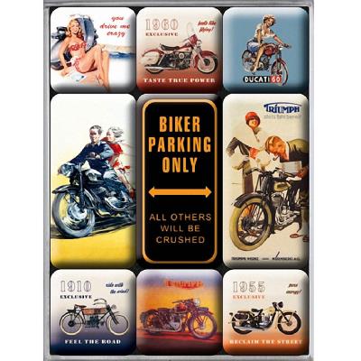 Boite de 9 mini-magnets Moto