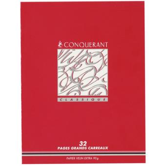 CONQUERANT Cahier format 17x22 cm 96 pages 90g grands carreaux Séyès