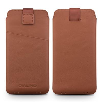 Etui en cuir véritable QIALINO Pull Tab pour iPhone 7, Size: 140 x 83mm - Marron