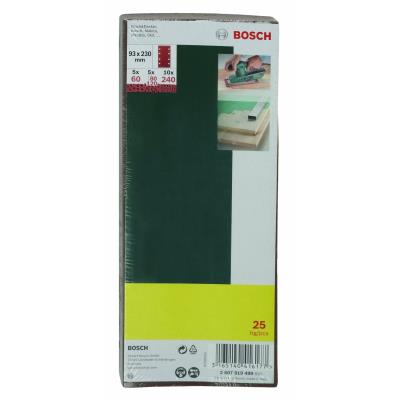 Bosch 2607019499 Feuilles Abrasives Pour Ponceuse Vibrante Grain 60-240 93 X 230 Mm Lot De 25