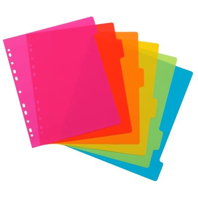 Lot de 6 intercalaires A4 Maxi pour classeur maxi ou classeur à levier Viquel Multicolore