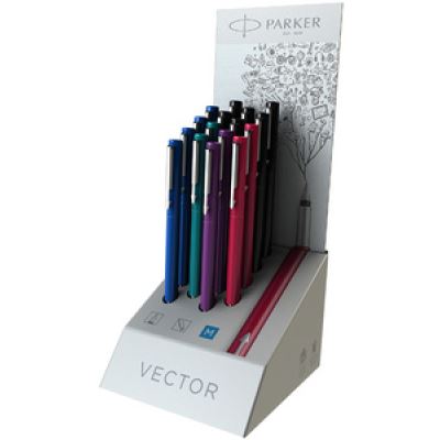 parker parker stylo plume vector, plume: m, présentoir de 18 pièces noir