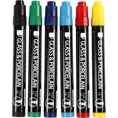 Creotime marqueur à peinture verre & porcelaine 6 pièces standard multicolore