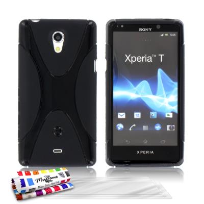 Coque Souple ORIGINALE Ultra Fine Noir , Le X, Premium de MUZZANO pour SONY LT30 + 3 Protections Ecran UltraClear Pour SONY LT30