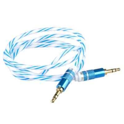 Lilware Câble Audio AUX 3.5mm Tressé En Tissu Tricoté De Vest PVC Transparente 0.9M Mâle à Mâle. Bleu