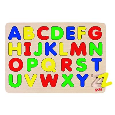 Puzzle en Bois Encastrables Les Lettres de l'Alphabet - Goki - 26 pièces