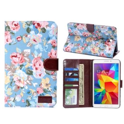 Galaxy Tab 4 7.0 T320 : Coque Housse Cuir (PU) « Imprimé Fleurs »