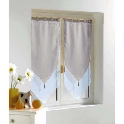 Douceur d'intérieur 1620383 paire pompon voile bicolore blanc / gris - 2 x 60 x 90 cm