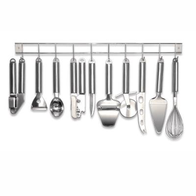Support inox + 10 ustensiles métal