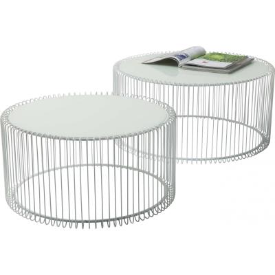 Table basse ronde Wire blanche 2/set Kare Design